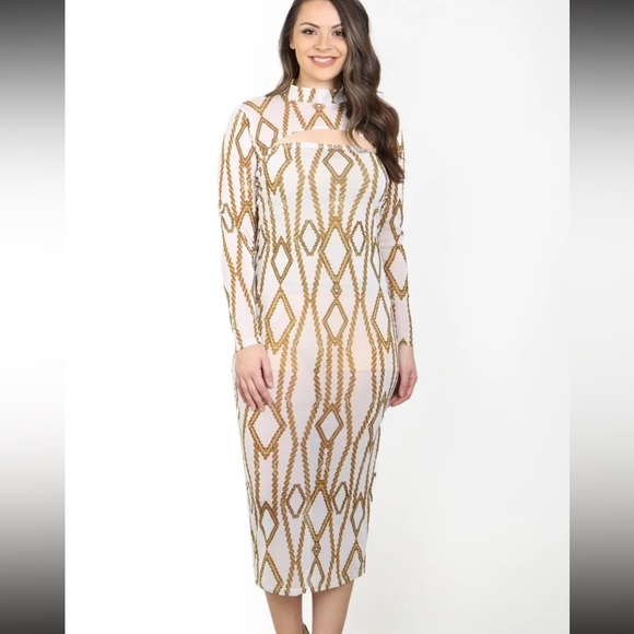 Ivory Lace Top Satin Skirt Dresses Gold Plus Size main image 1